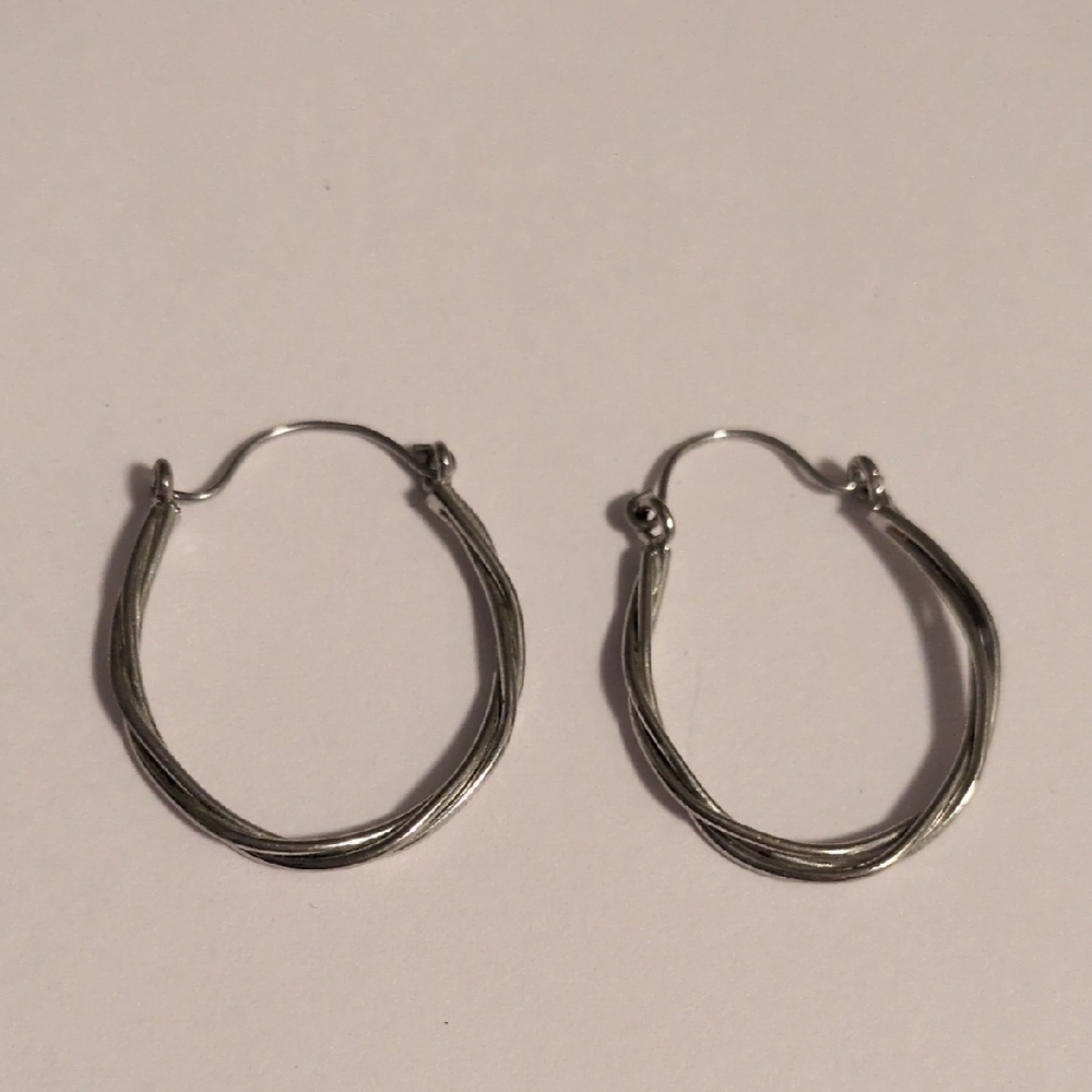 Elegant Silver Hoop Earrings .75"